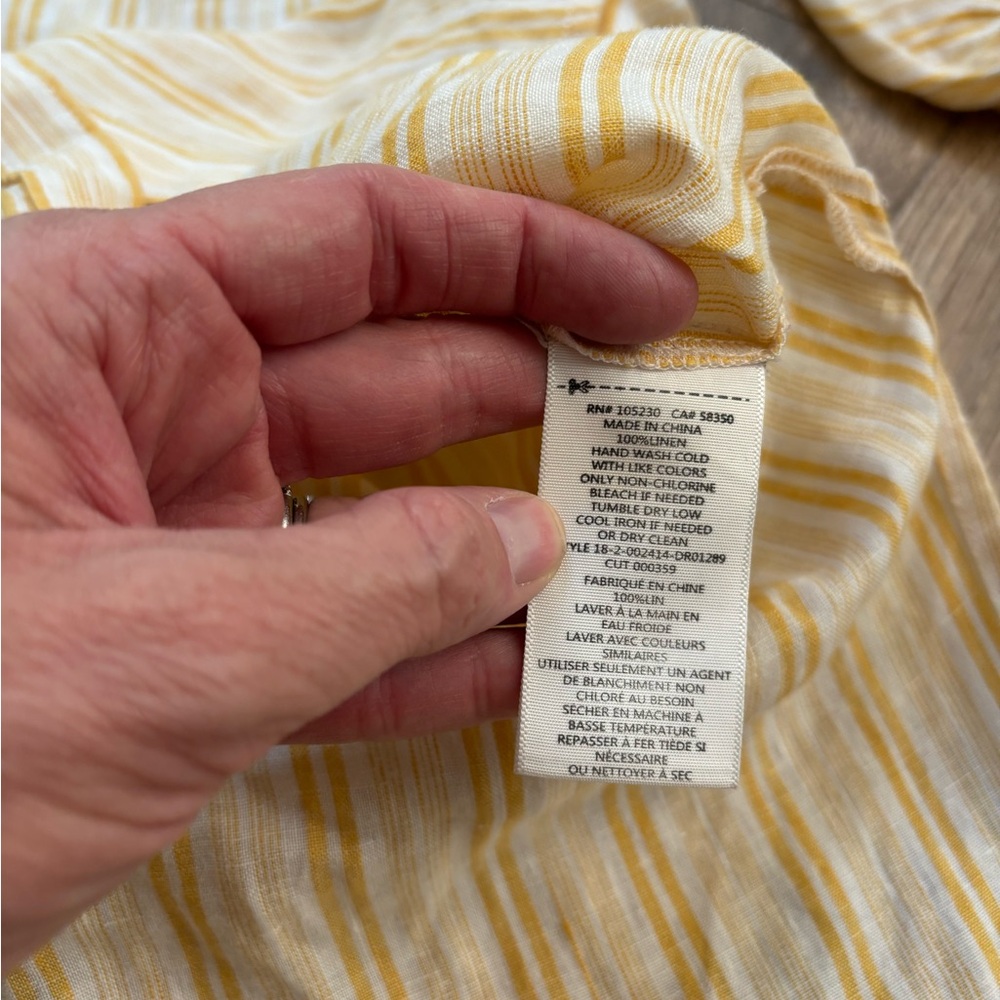 Women's Yellow Stripe Button-Front Linen Dress - Picture 8 of 15